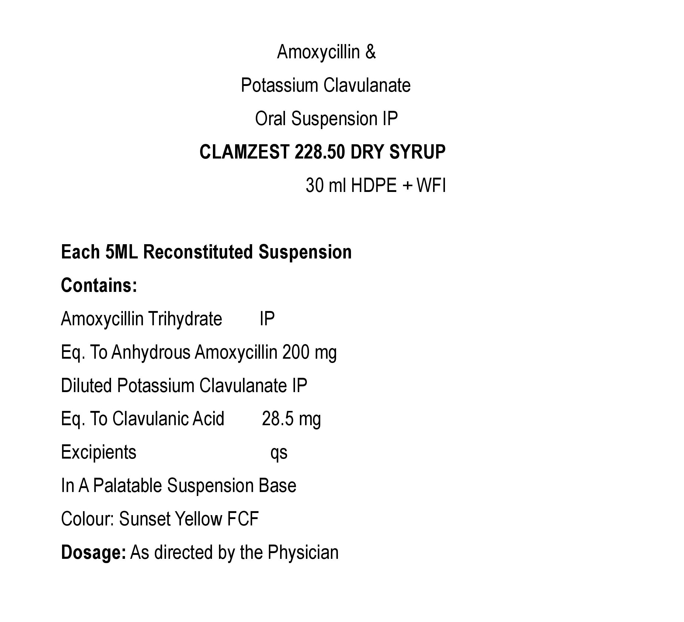 CLAMZEST 228.50 SYRUP